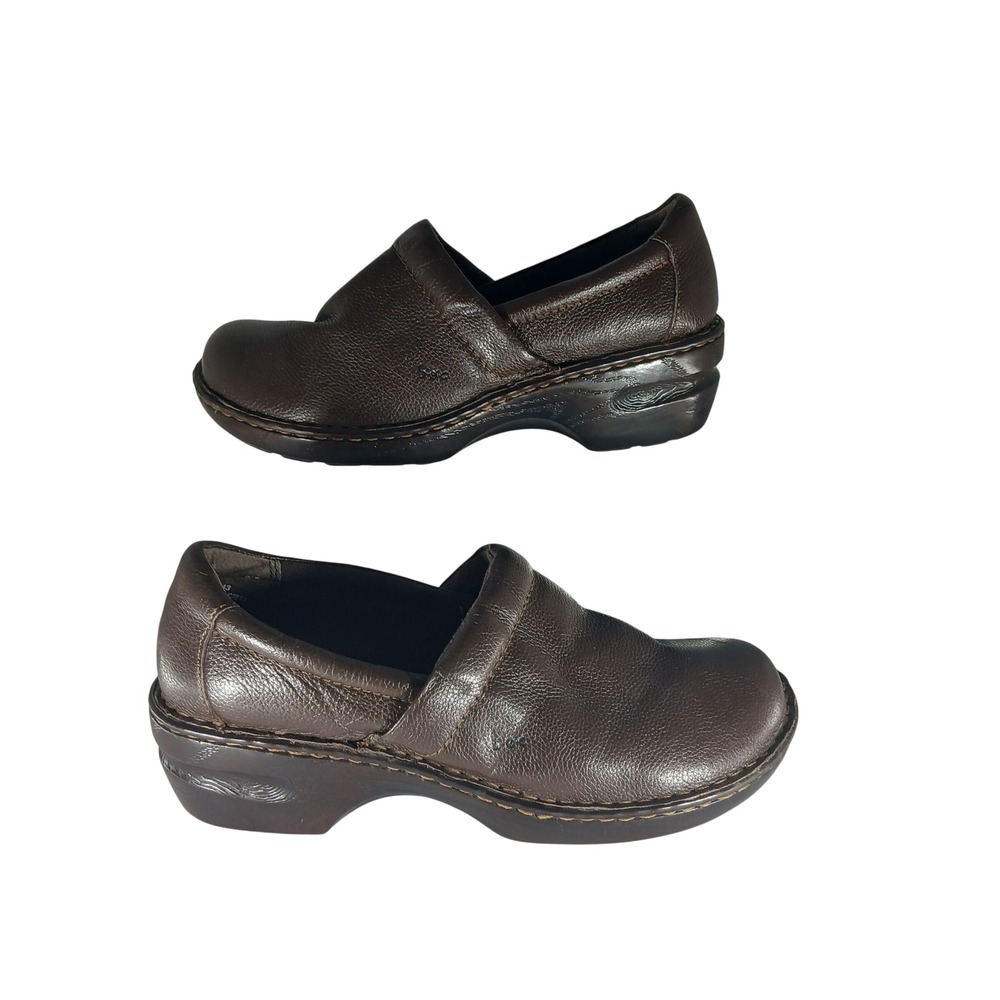 BOC‎ Born Concept Leather Clogs 11 Brown Wedge Slip On Comfort Professional